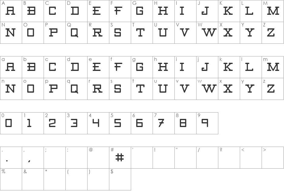 Canaveral font character map preview