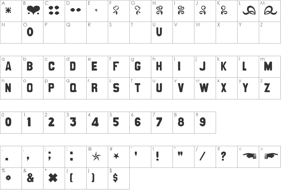CanCan de Bois font character map preview
