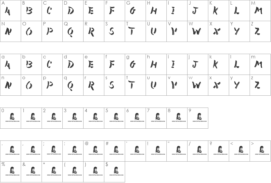 Air Brush font character map preview