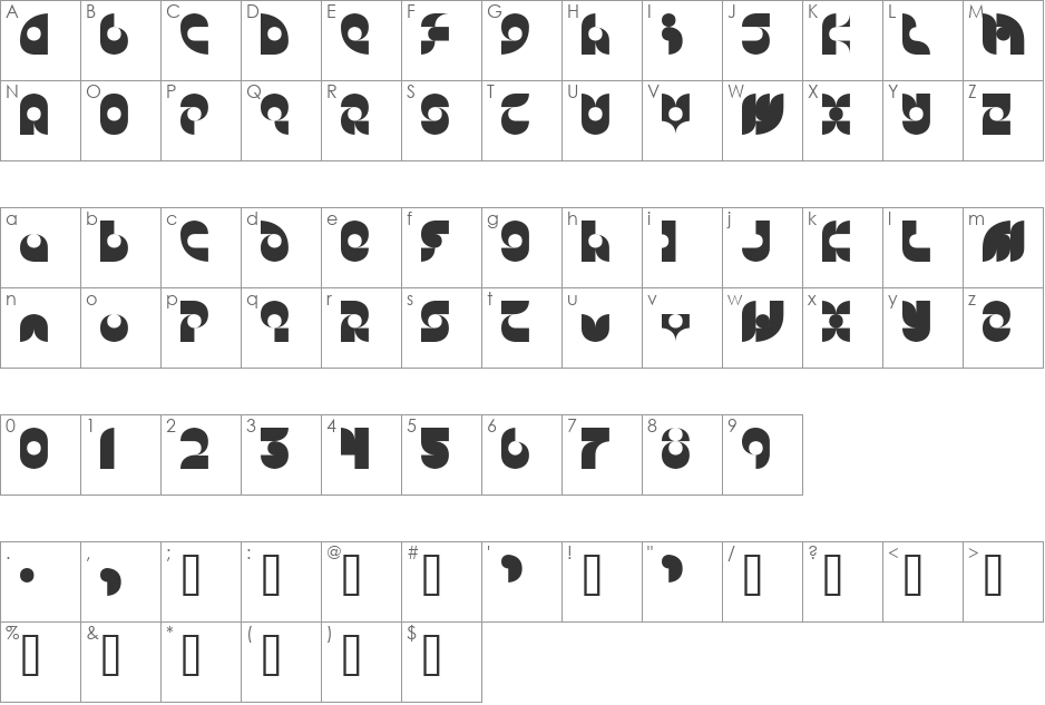 Candle font character map preview