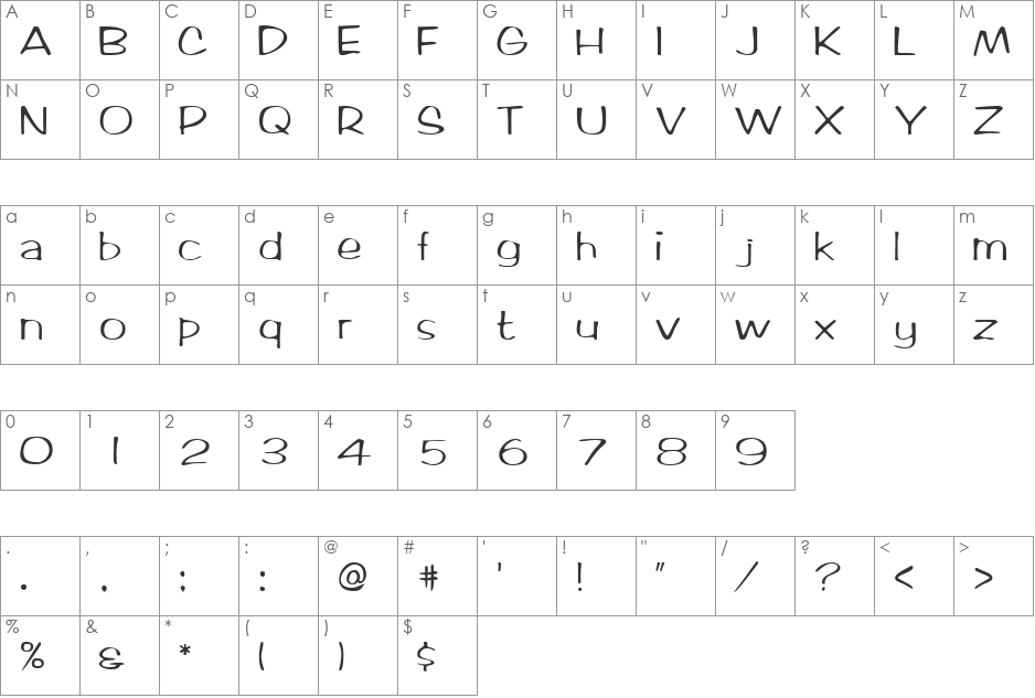CandooSSi font character map preview