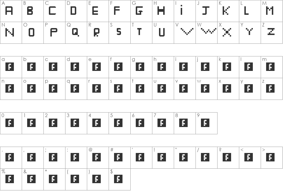 Candreni font character map preview
