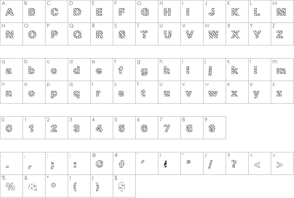 Candy Cane font character map preview