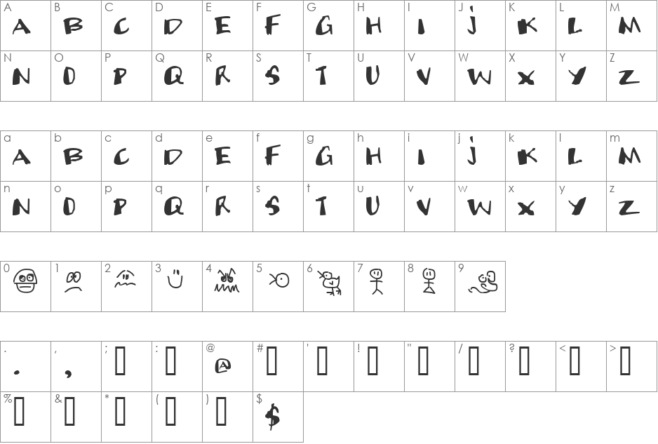 Candy Sniper font character map preview