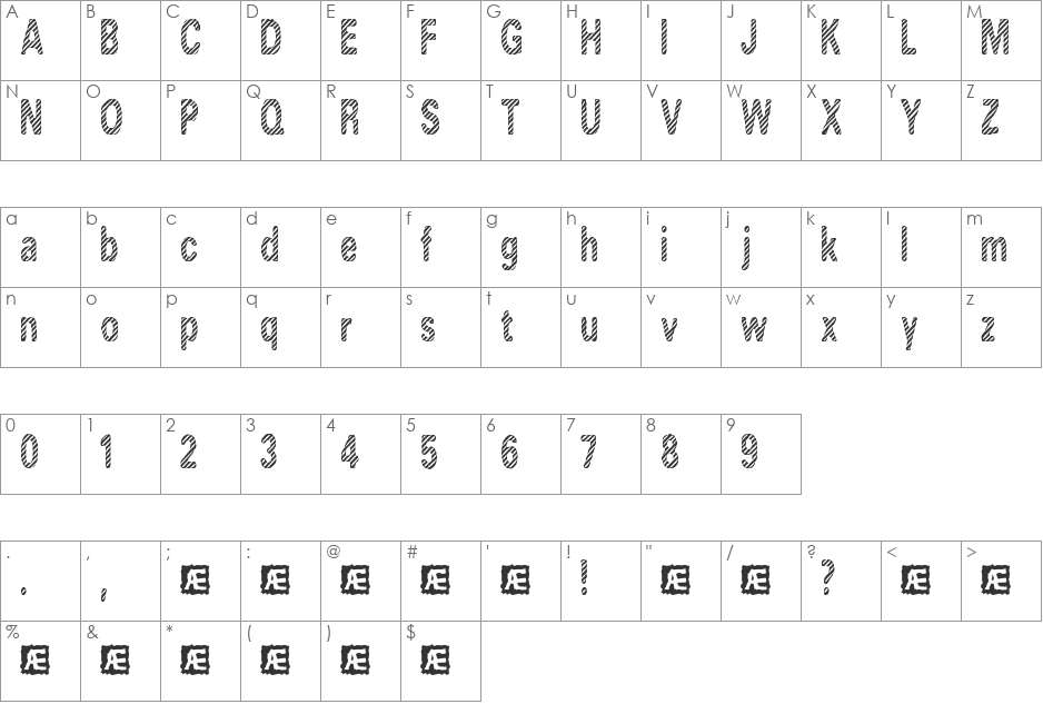 Candy Stripe BRK font character map preview