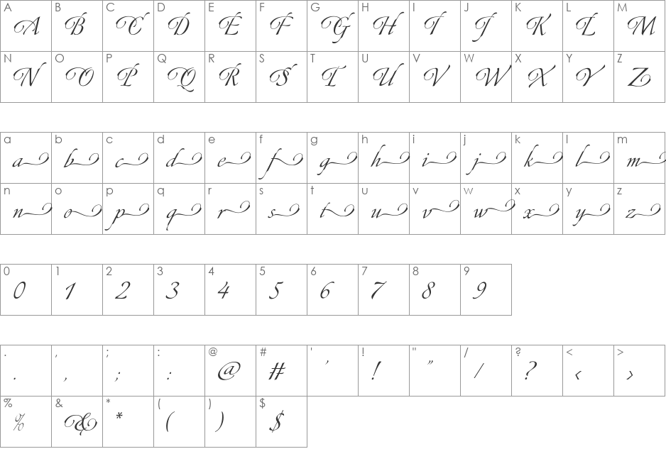 Canette-AltOne font character map preview