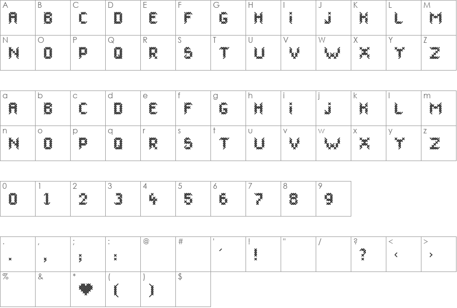 CANEVAS font character map preview