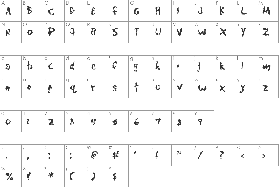 CaniptionFit font character map preview