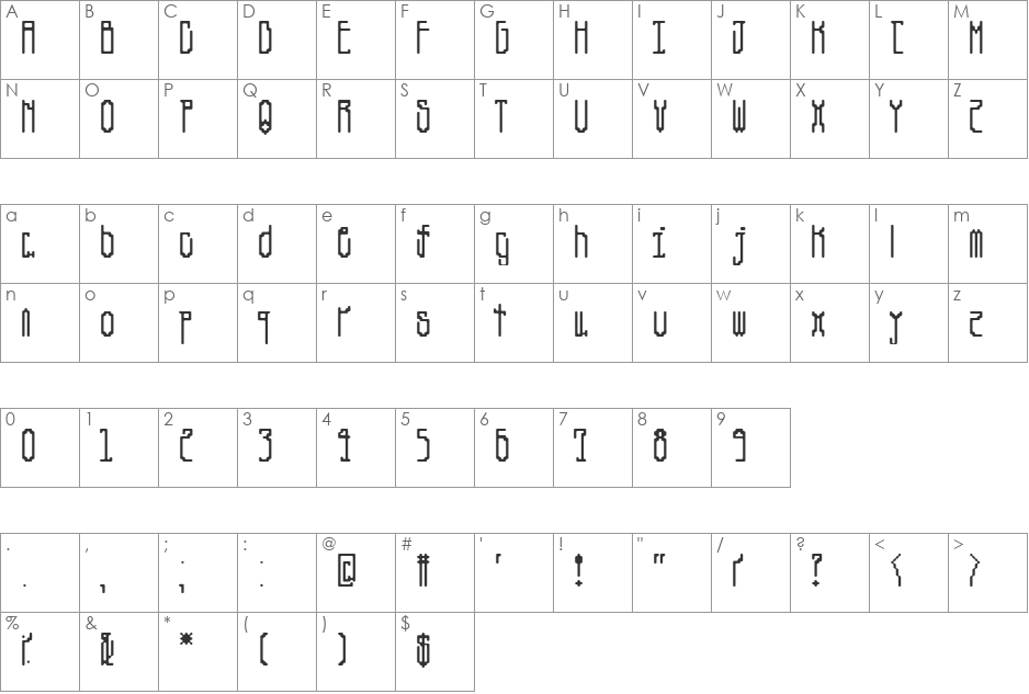 Canne font character map preview