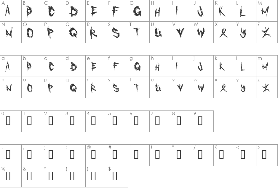 Cannibal font character map preview