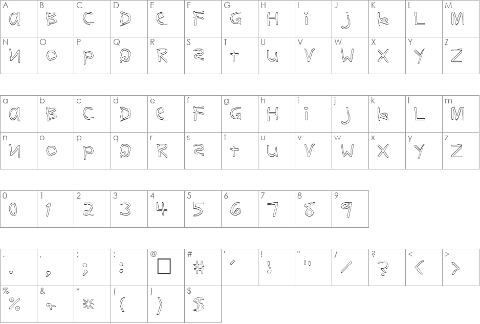 CanopusOpen font character map preview