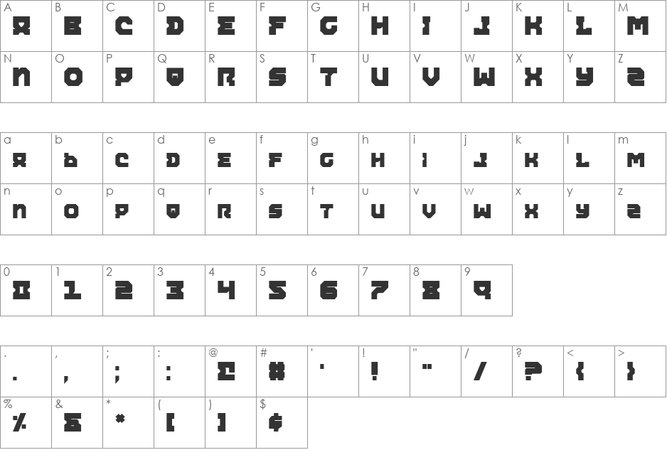Airacobra Extra Bold font character map preview