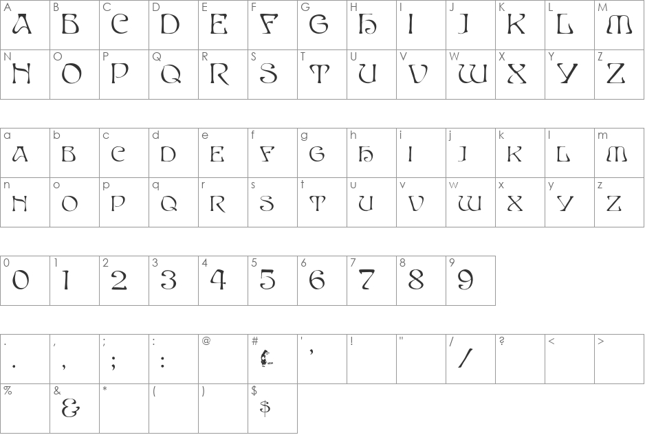 CapsBeta font character map preview