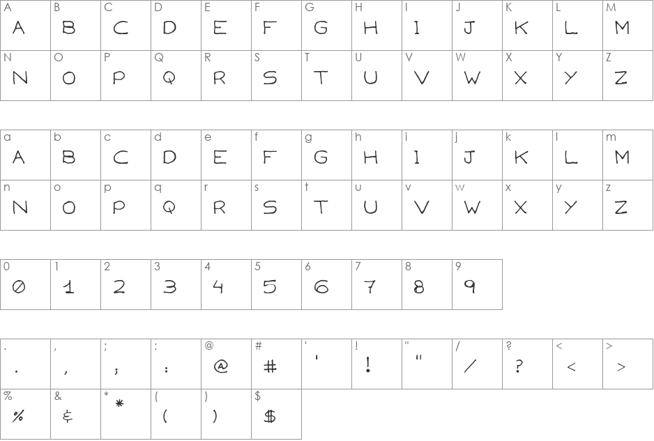 Capsies font character map preview