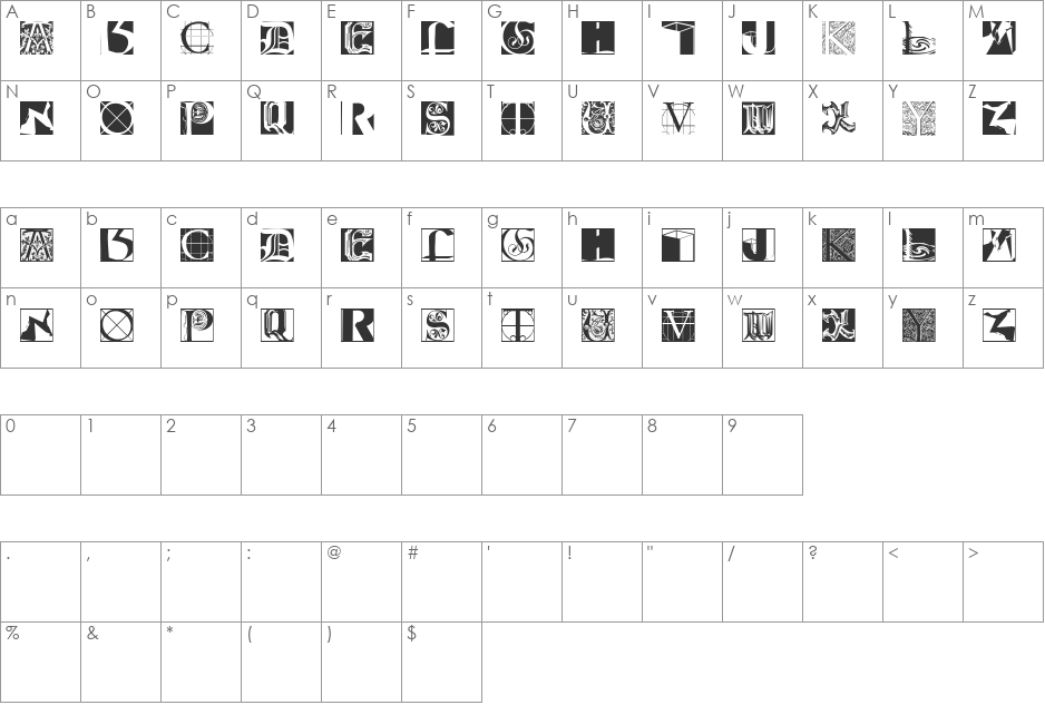 CapsMKS font character map preview