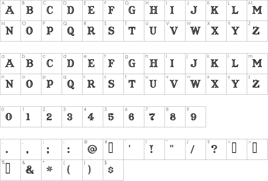 Captain Howdy font character map preview