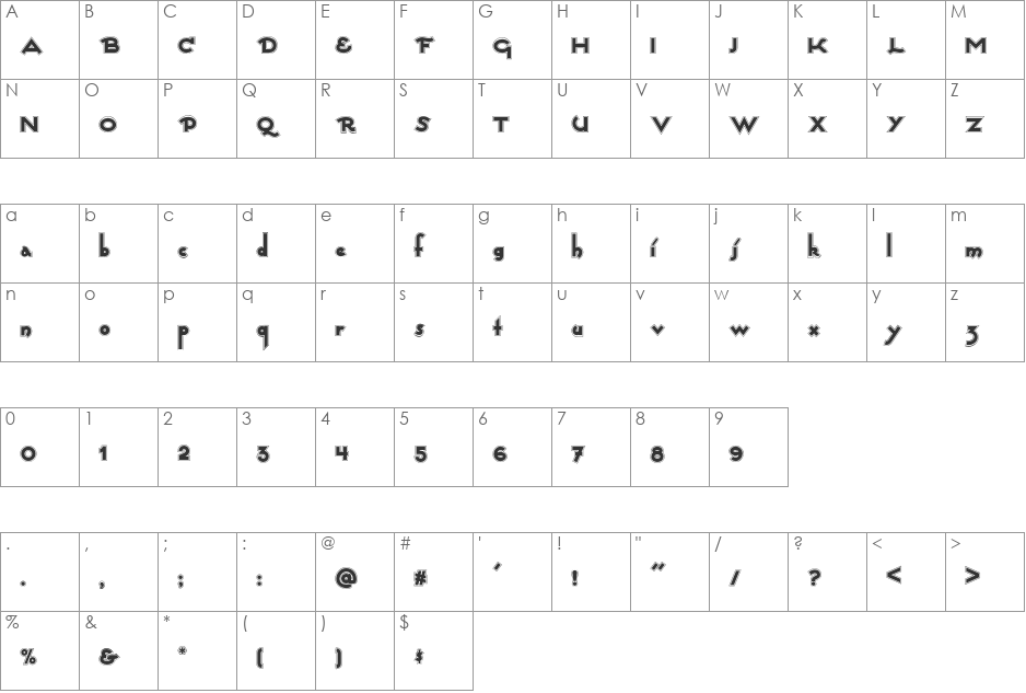 Captain Swabby NF font character map preview