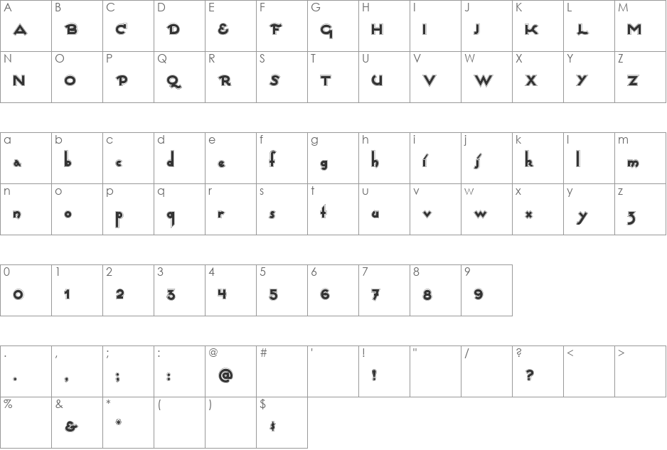 CaptainSwabby font character map preview