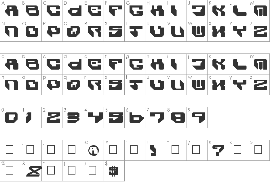CaptivSystMRemiX font character map preview