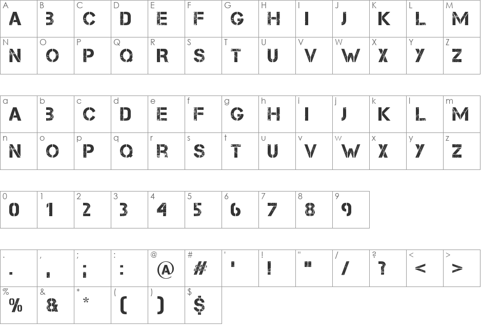 Capture it font character map preview