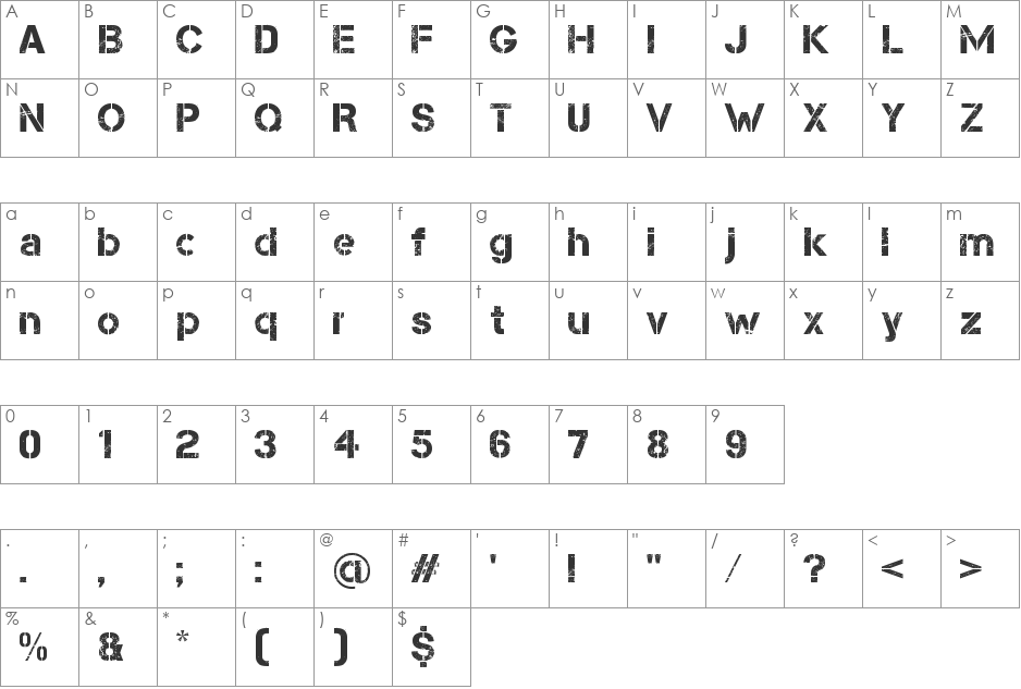 Capture Smallz Clean font character map preview