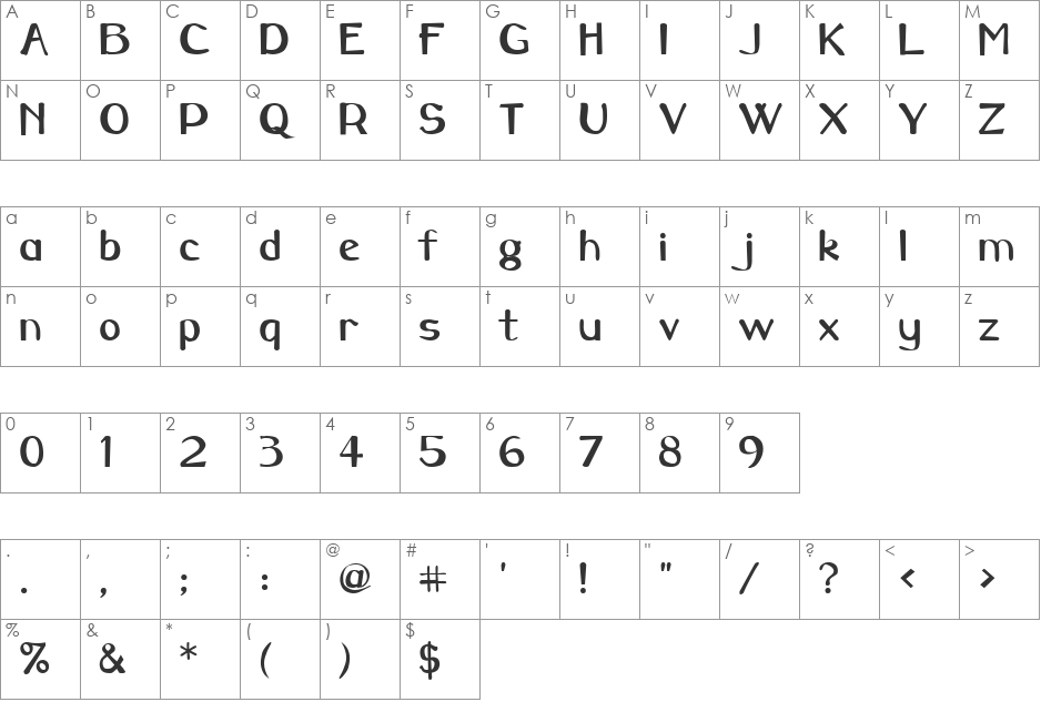 CarawayBold font character map preview