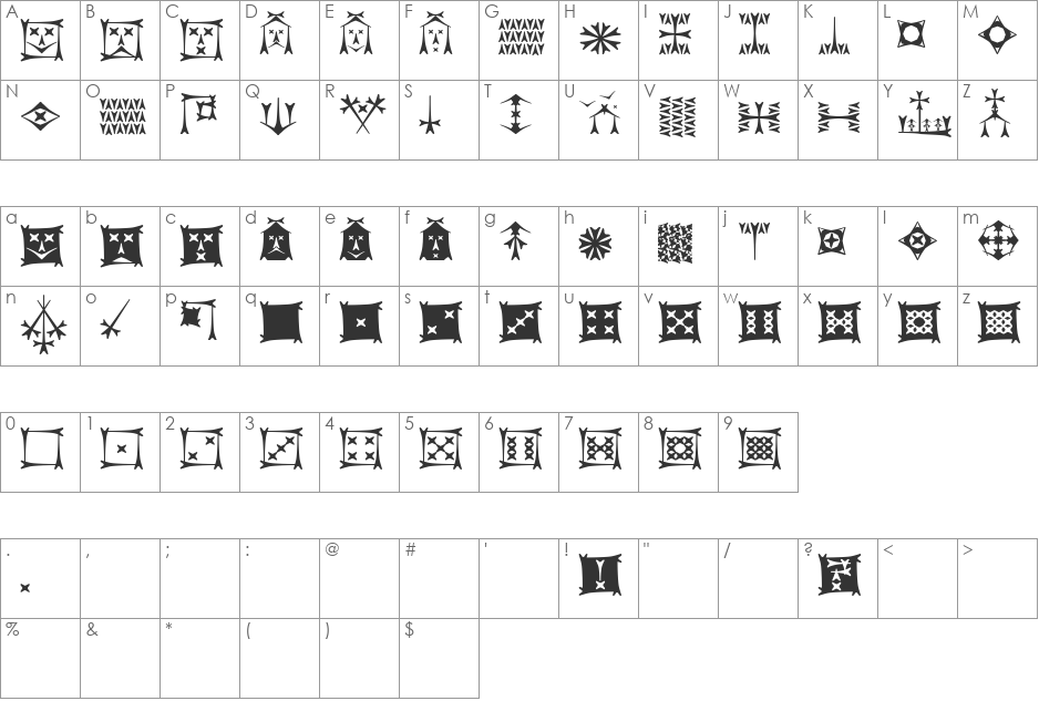 Carbolith Trips font character map preview