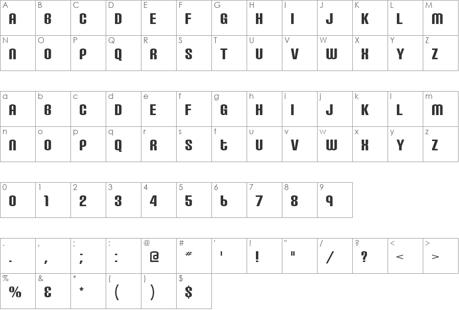 Carbon Block font character map preview
