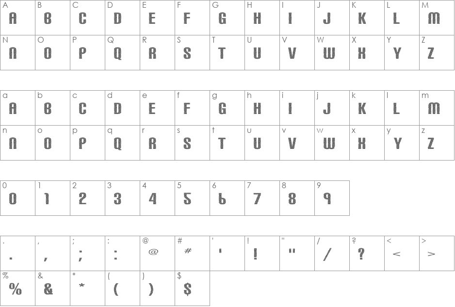 Carbon Phyber font character map preview
