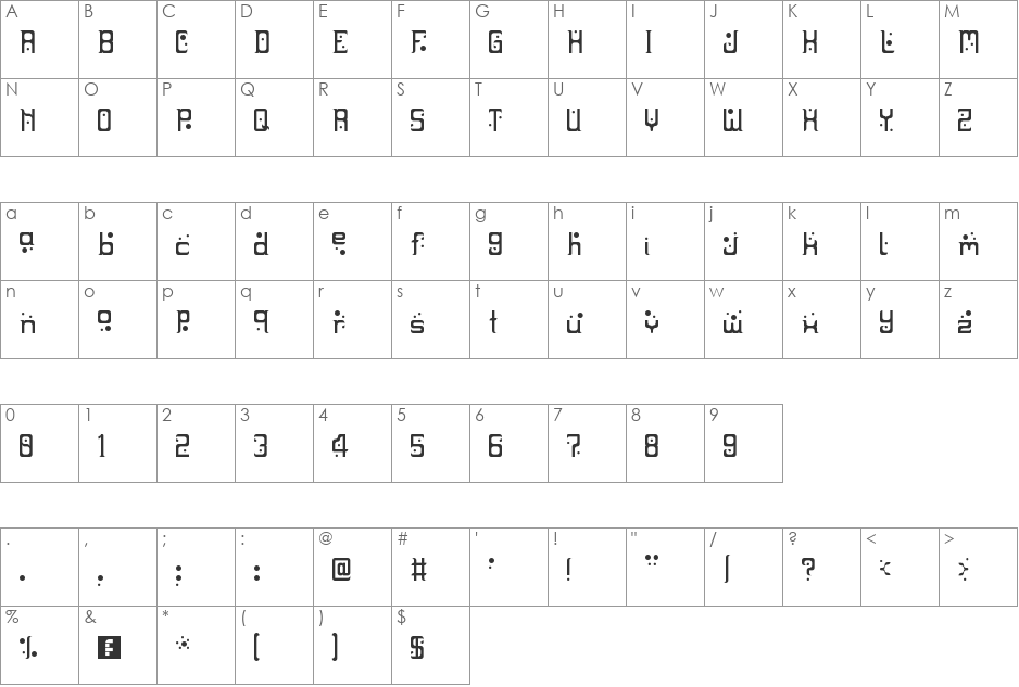 Carbonation font character map preview