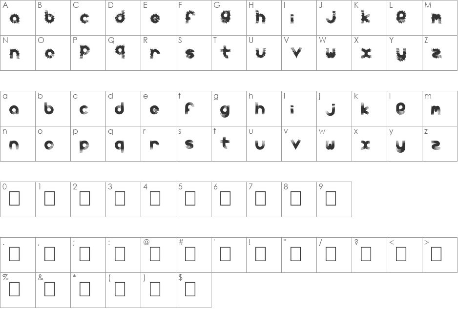 carbonchaoss font character map preview