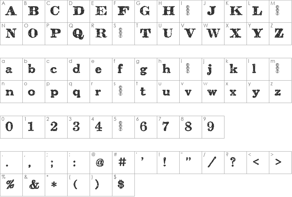 carbondale eval font character map preview