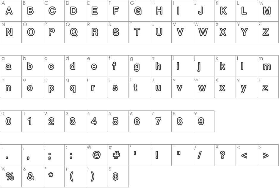 carbono font character map preview