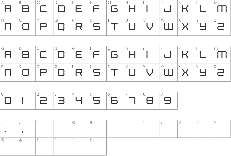 Carbor font character map preview