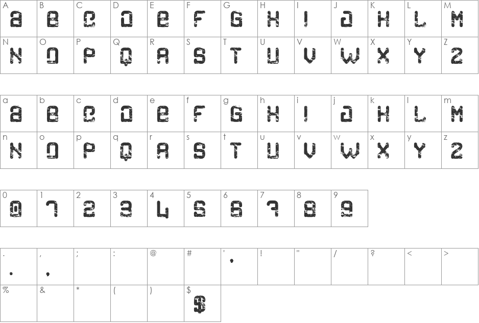 Cargo font character map preview