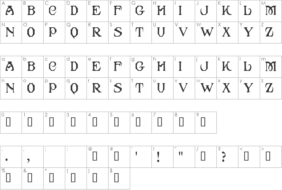 Caribbean Caps font character map preview