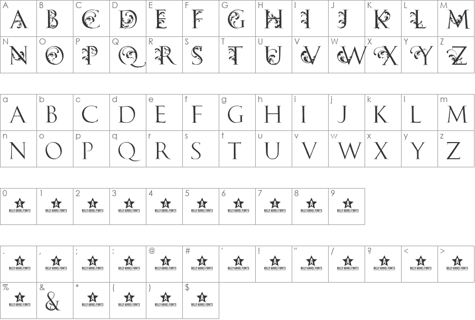 CARIBBEAN TOOL font character map preview