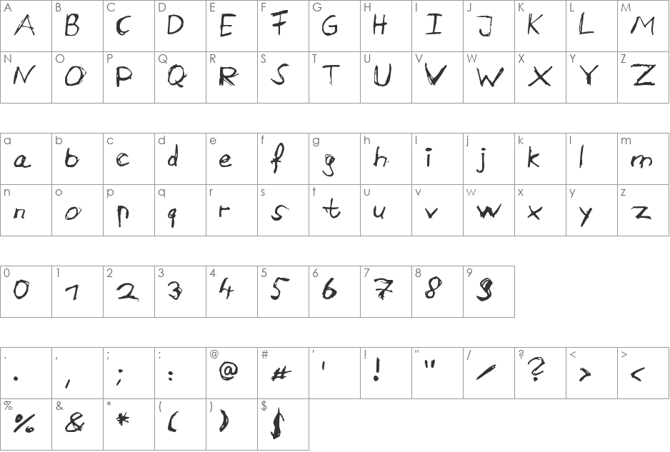 Aircloud font character map preview