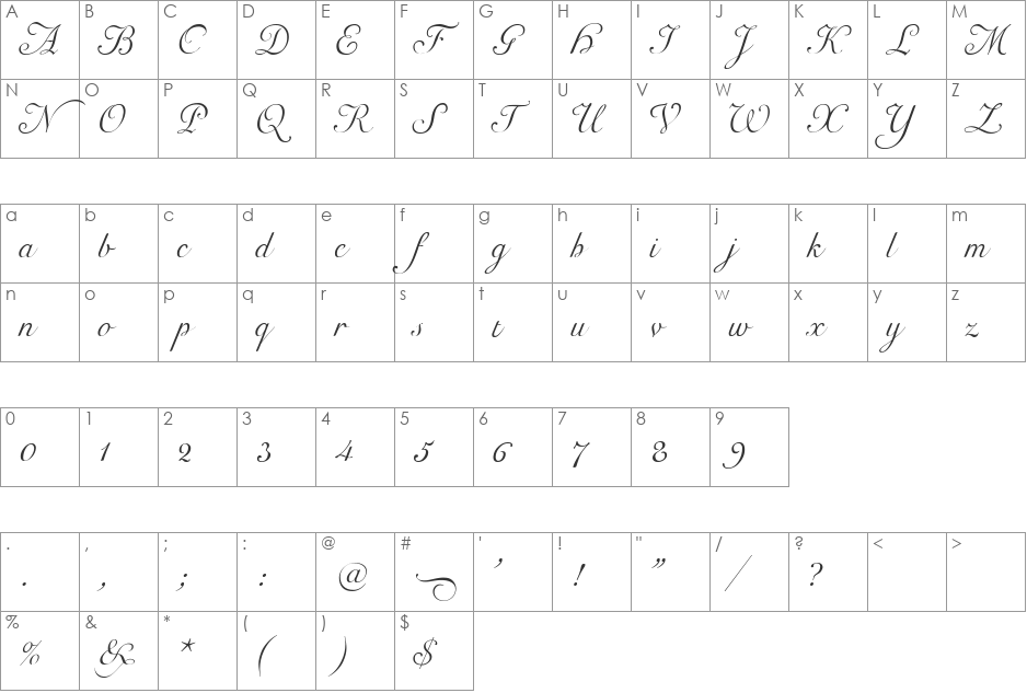 Carl Beck Script font character map preview
