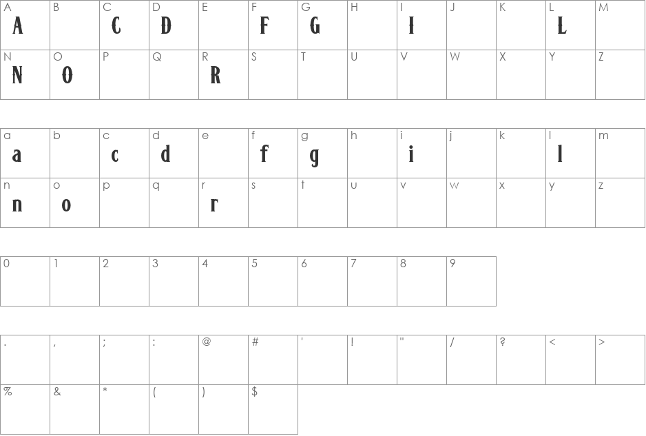 Carlingford font character map preview