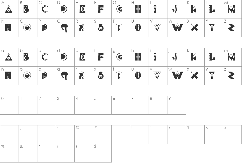 Carnivale font character map preview