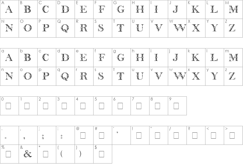 Carnivale Display Caps SSi font character map preview