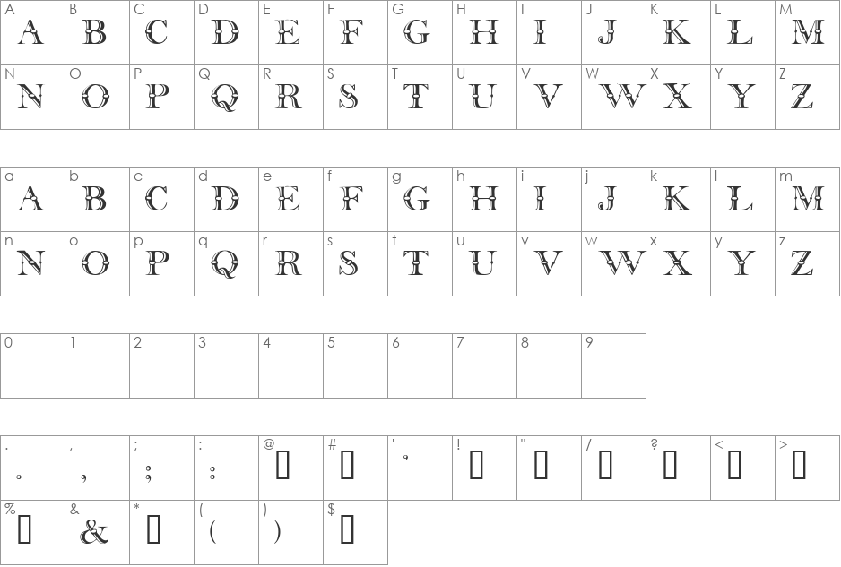 CarnivaleDisplayCapsSSi font character map preview