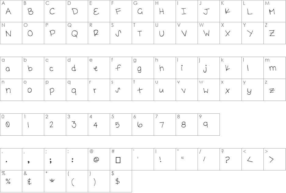 carolyn handwritten font character map preview