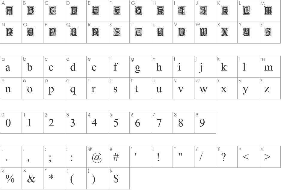 Carpathian 2 font character map preview