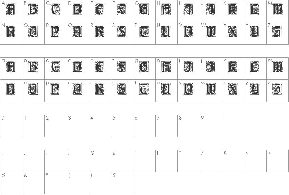 Carrick font character map preview
