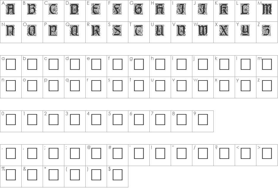 CarrickCaps font character map preview