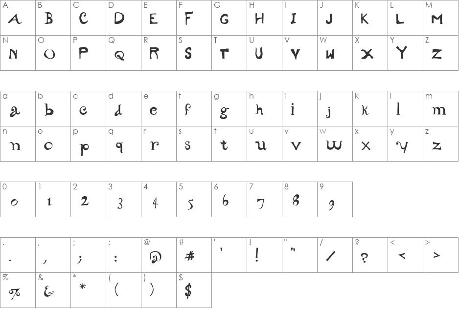 CarrickDancing font character map preview