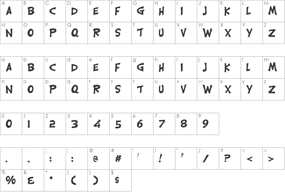 CarrickGroovy font character map preview