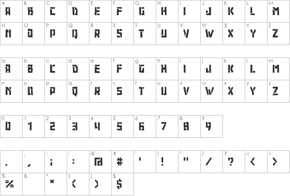 carrot font character map preview